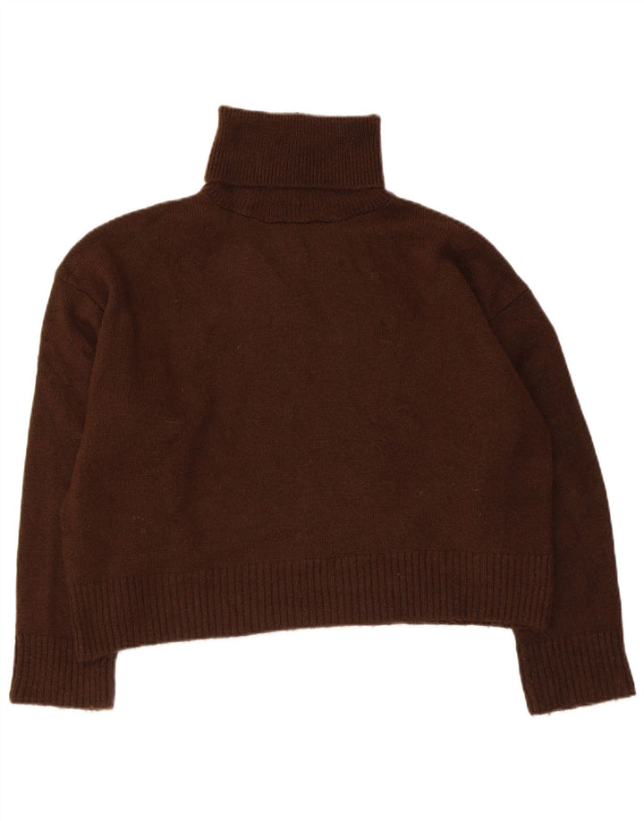 Zara Suéter feminino oversized com gola redonda e gola alta Reino Unido 10 pequeno marrom