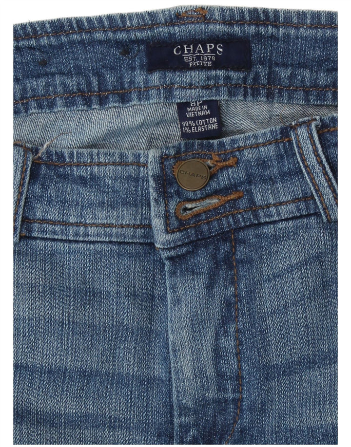 Calça jeans feminina Petite Capri US 8 médio W30 L21 algodão azul