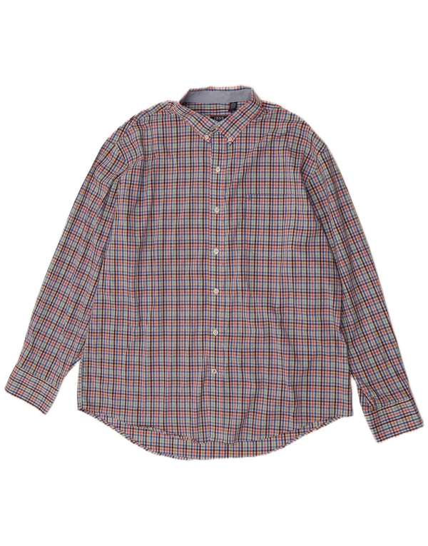 Camisa masculina Izod XL algodão guingão multicolorido