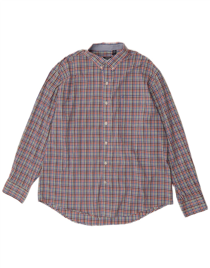 Camisa masculina Izod XL algodão guingão multicolorido