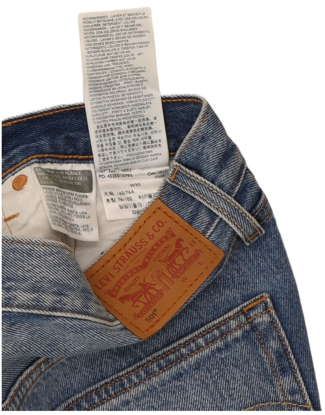 Shorts jeans feminino 501 da LEVI'S W30 algodão azul médio