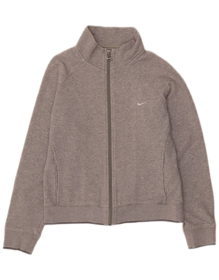 Nike Womens Tracksuit Top Jacket UK 10/12 Medium Grey Flecked