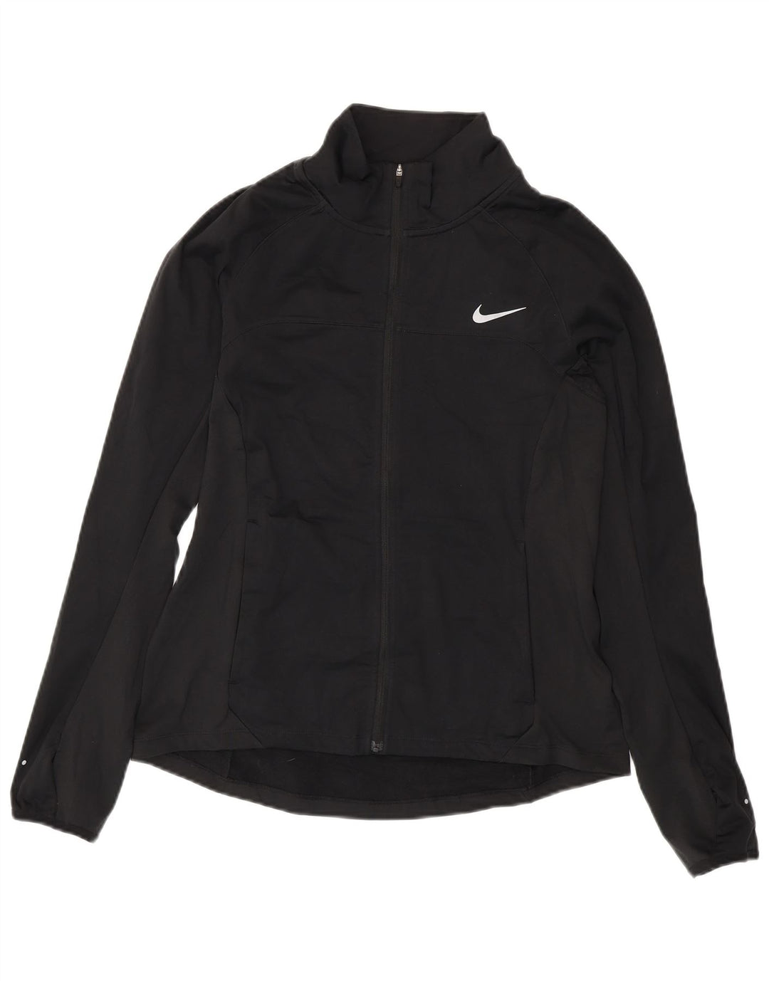 NIKE Womens Tracksuit Top Jacket UK 14 Médio Preto Poliéster