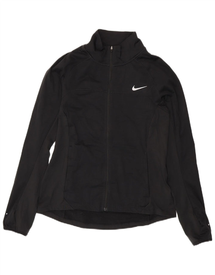 NIKE Womens Tracksuit Top Jacket UK 14 Médio Preto Poliéster