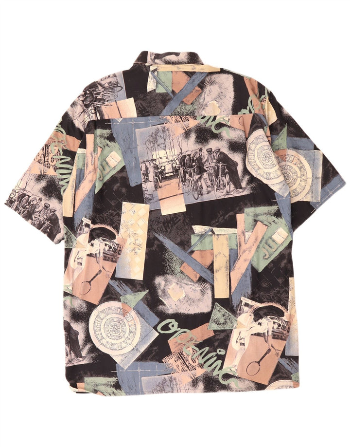Camisa masculina de manga curta com padrão abstrato RUDNICK média multicolorida