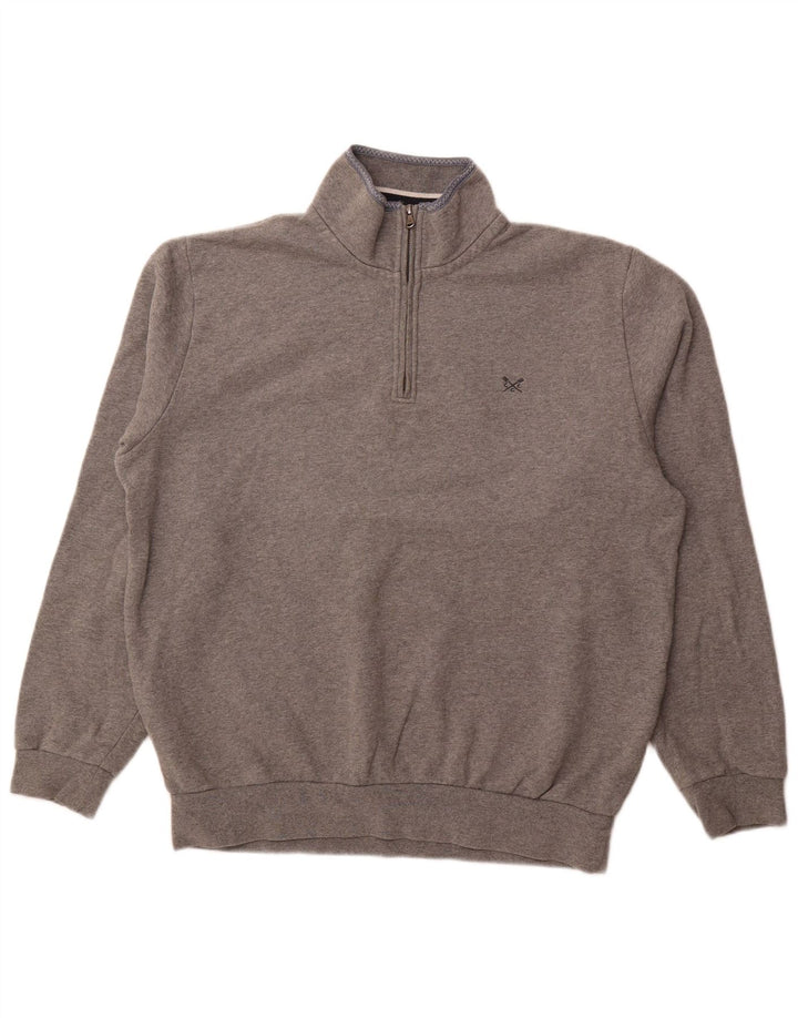 CREW CLOTHING Suéter masculino com zíper e gola XL algodão cinza