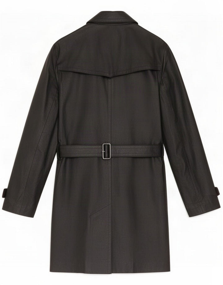 Casaco de couro feminino vintage com peito duplo Reino Unido 16 grande preto