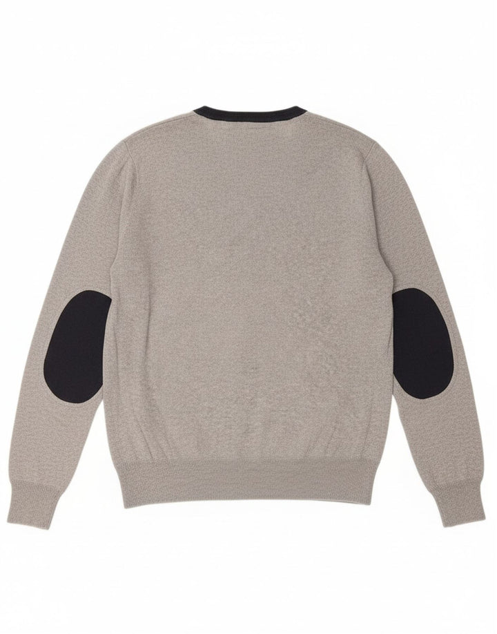 Suéter masculino REFRIGUE com decote em V e algodão colorblock cinza médio