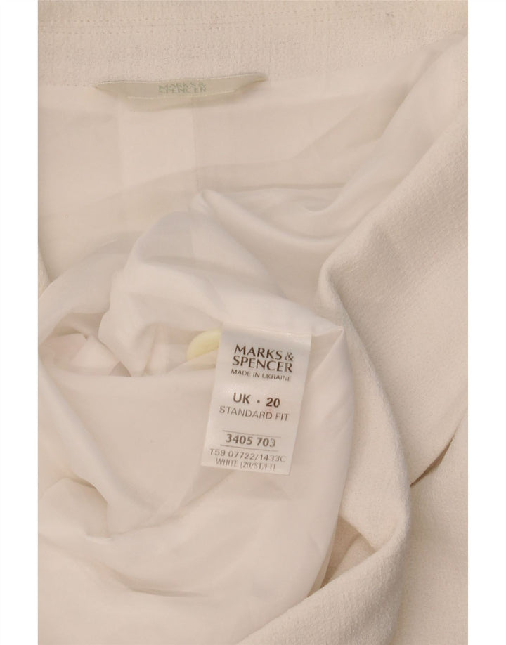 Jaqueta blazer feminina de manga curta com 2 botões da Marks & Spencer Reino Unido 20 2XL branca