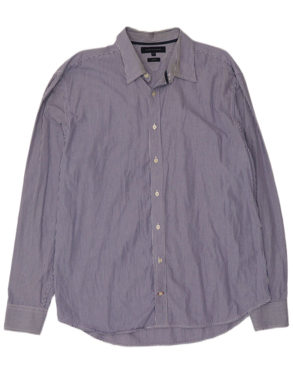 Camisa masculina Slim Fit Tommy Hilfiger 2XL algodão listrado azul marinho
