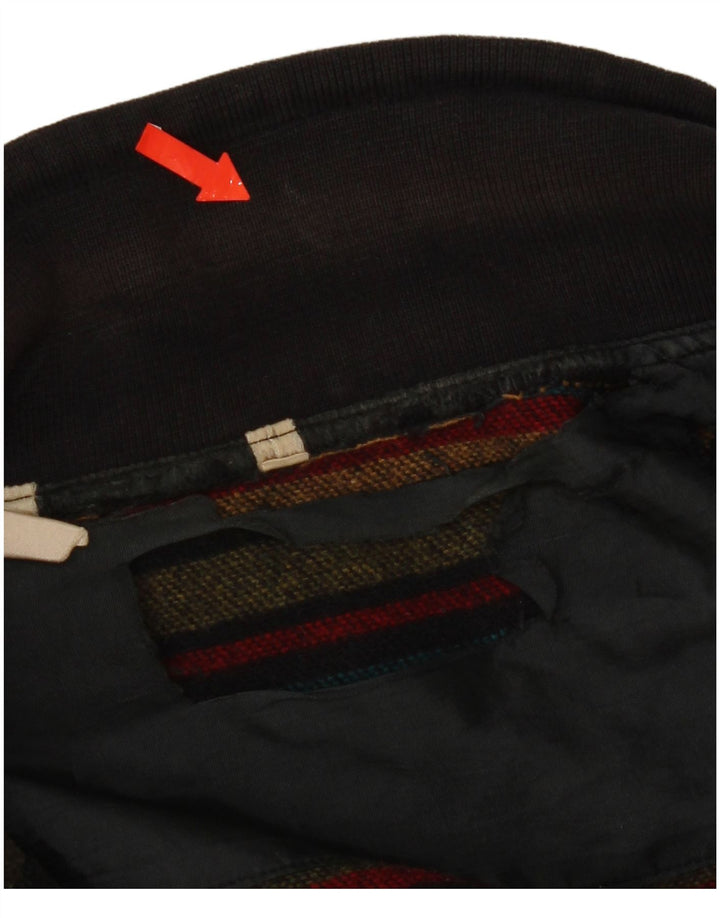 Suéter masculino vintage com zíper e gola XL multicolorido Fair Isle