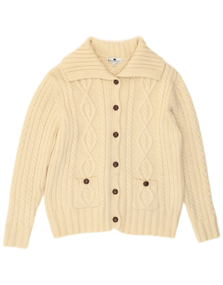 Suéter cardigã feminino vintage IT 44 médio off white lã