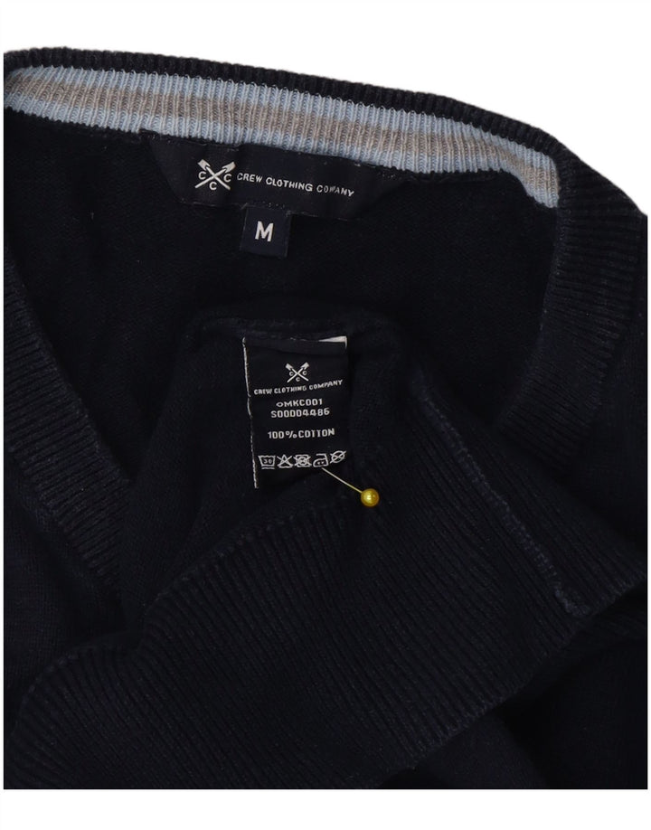 Crew Clothing Suéter masculino com decote em V, algodão azul marinho médio