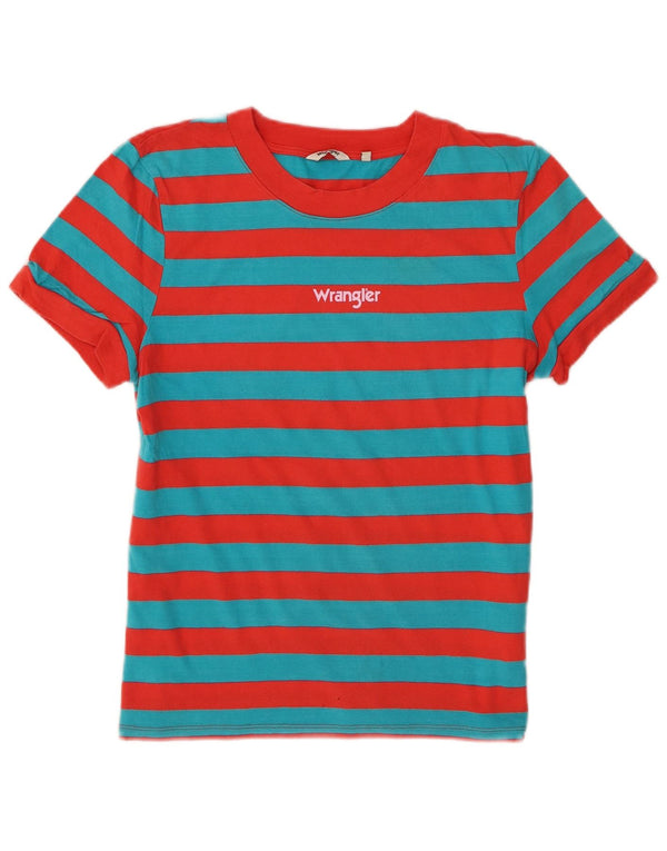 Camiseta feminina Wrangler com estampa gráfica UK 6 XS algodão listrado laranja