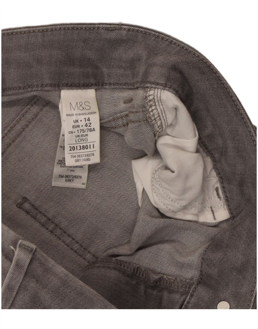 Jeans retos femininos Marks & Spencer Reino Unido 14 grande W32 L31 algodão cinza