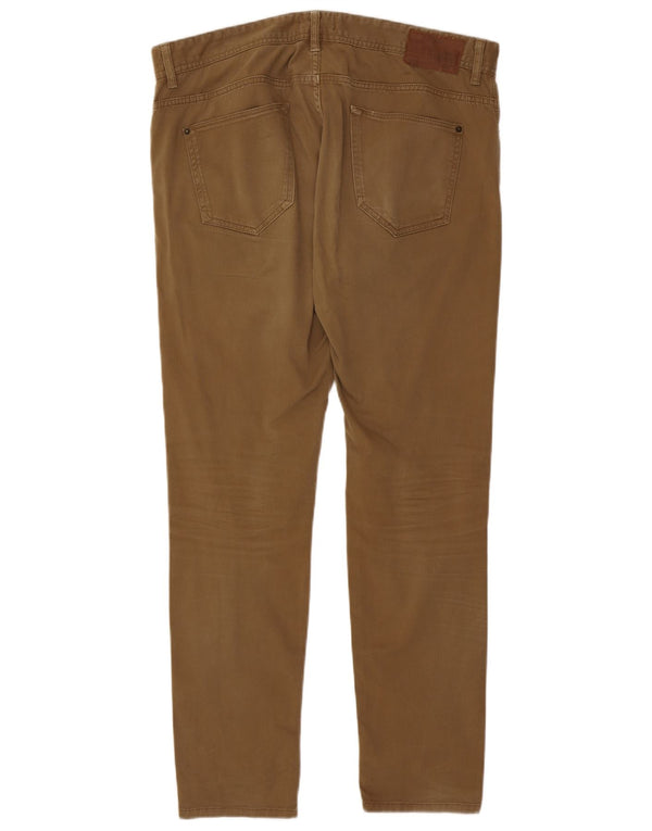 Zara Mens Slim Fit Calça Casual EU 46 XL W36 L31 Marrom