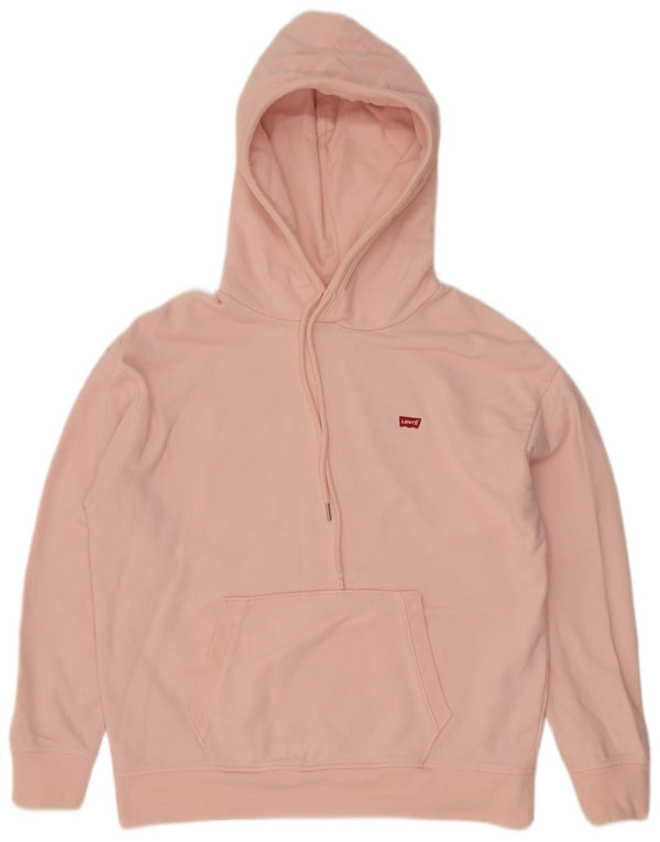 Suéter com capuz feminino Levi's UK 16 grande algodão rosa