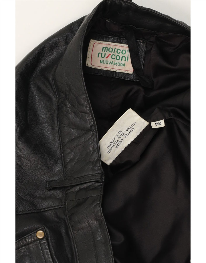 Calças de couro retas masculinas vintage W34 L30 couro preto