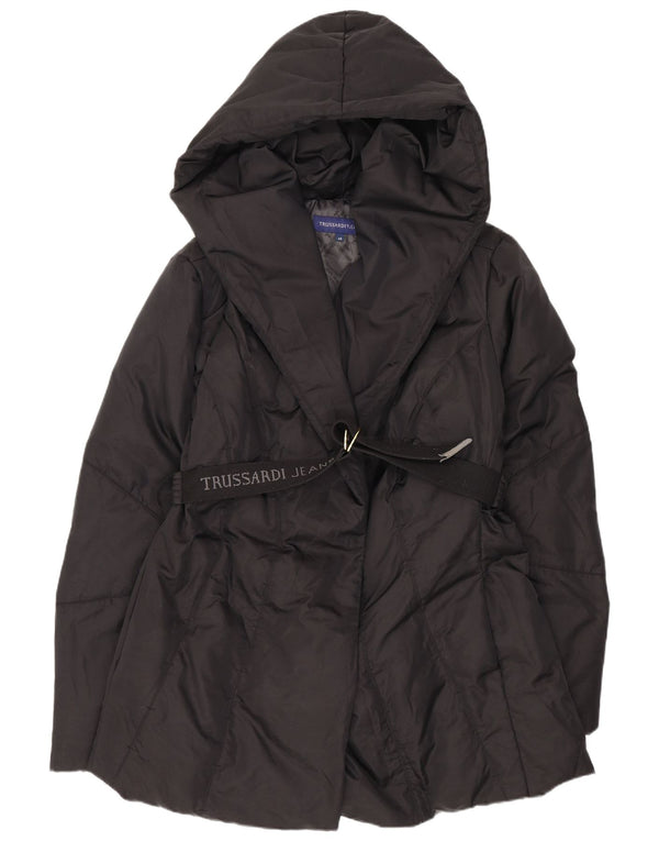 Jaqueta feminina acolchoada com capuz Trussardi Jeans IT 48 XL preta