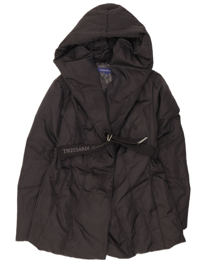 Jaqueta feminina acolchoada com capuz Trussardi Jeans IT 48 XL preta
