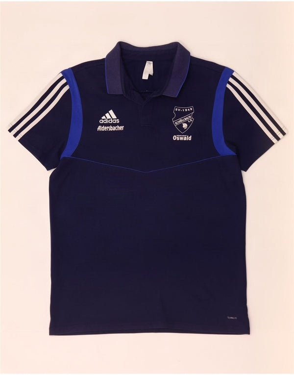 Camisa polo masculina Adidas Climalite grande algodão colorblock azul marinho