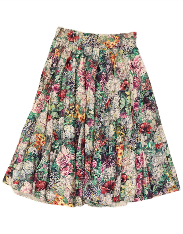 Saia evasê feminina VINTAGE IT 44 médio W26 floral multicolorido