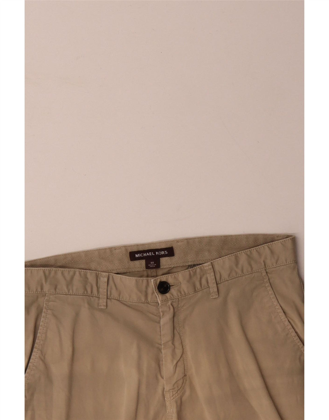 MICHAEL KORS Mens Chino Shorts W30 Algodão Bege Médio
