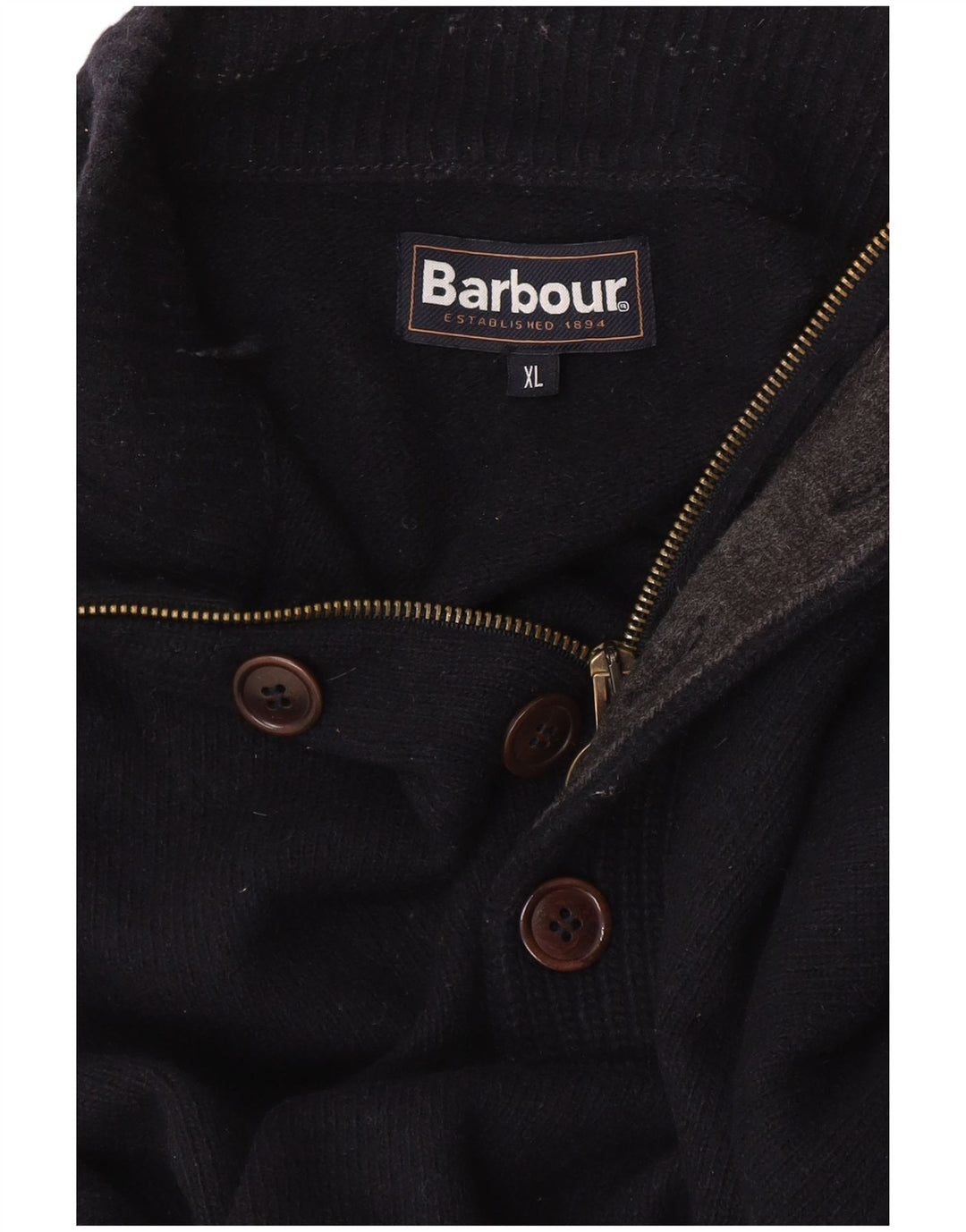 Suéter masculino Barbour com zíper e gola XL azul marinho