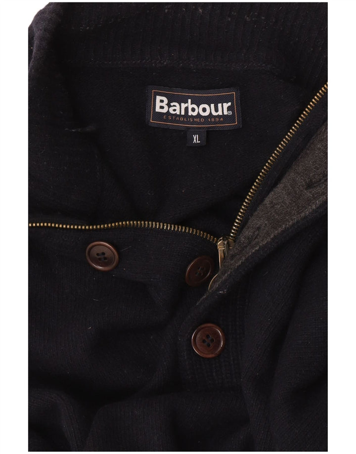 Suéter masculino Barbour com zíper e gola XL azul marinho