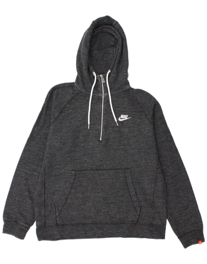 Jumper com capuz feminino Nike com zíper e pescoço grande UK 14 cinza médio manchado