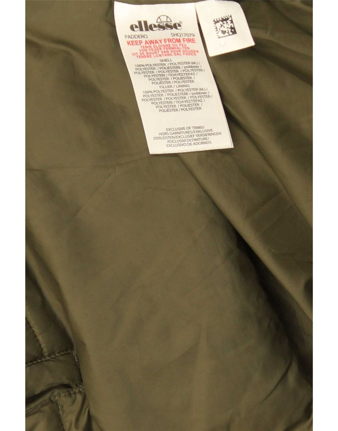 Ellesse Jaqueta masculina acolchoada com capuz UK 38 Poliéster verde médio