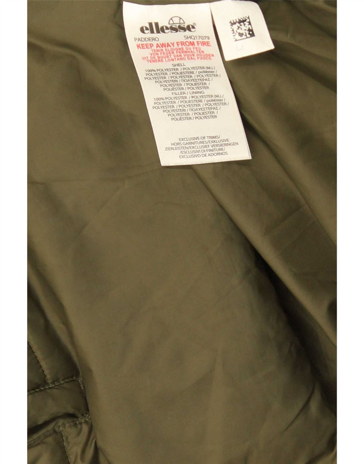 Ellesse Jaqueta masculina acolchoada com capuz UK 38 Poliéster verde médio