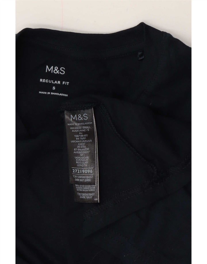 Top masculino Marks & Spencer de ajuste regular manga comprida pequeno algodão azul marinho