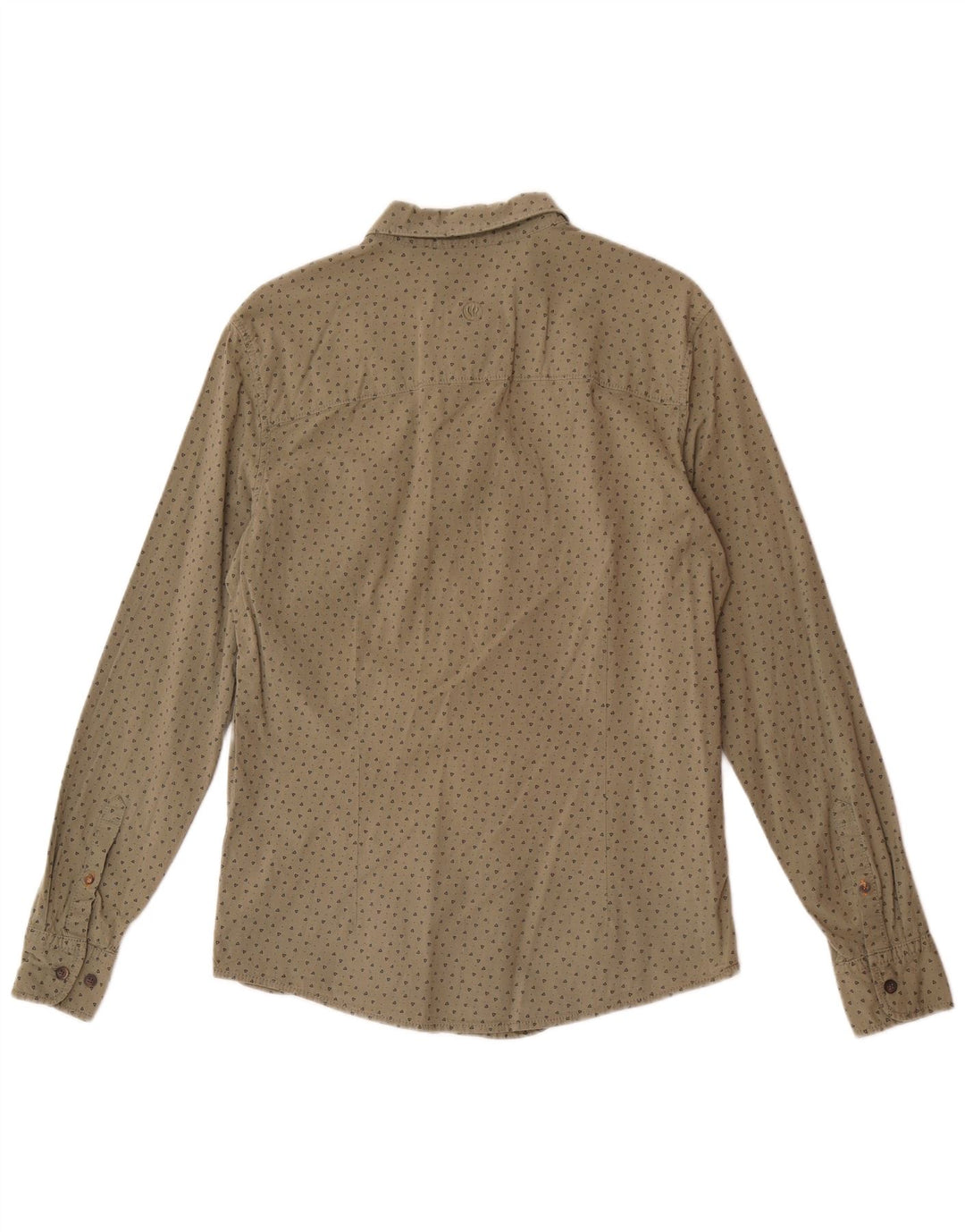 Fat Face Mens Stretch Slim Fit Camisa Algodão Geométrico Verde Médio