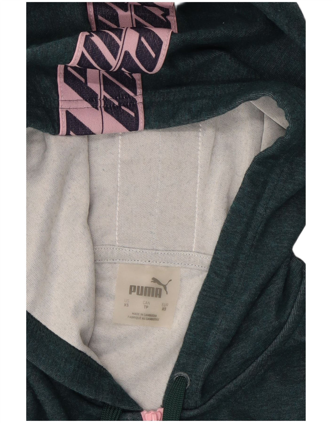 PUMA feminino oversized gráfico moletom com capuz UK 6 XS algodão verde