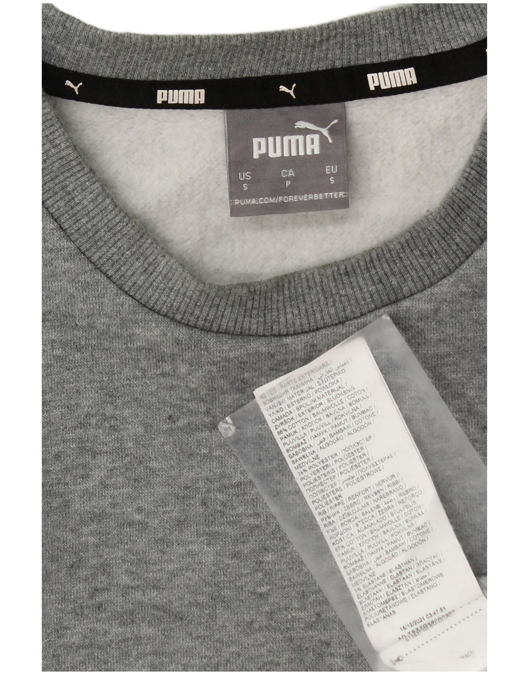 Puma Mens Moletom Jumper Pequeno Algodão Cinza