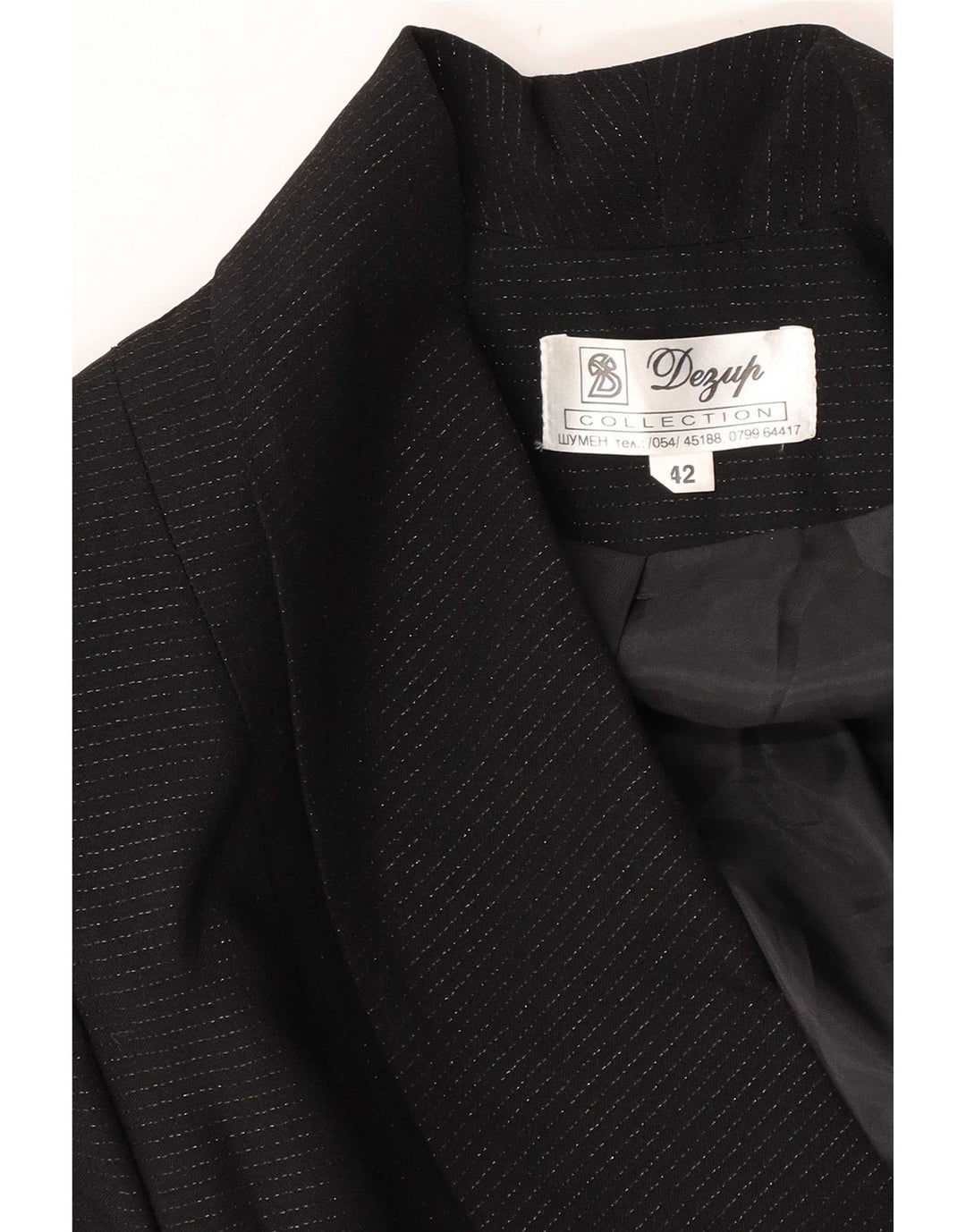 Jaqueta blazer feminina vintage com peito duplo IT 42 listrada preta média