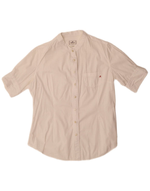 Camisa feminina de manga curta Replay UK 18 XL algodão branco