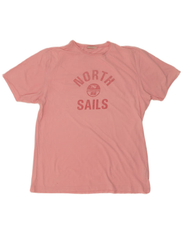 Camiseta masculina North Sails com estampa gráfica grande algodão rosa