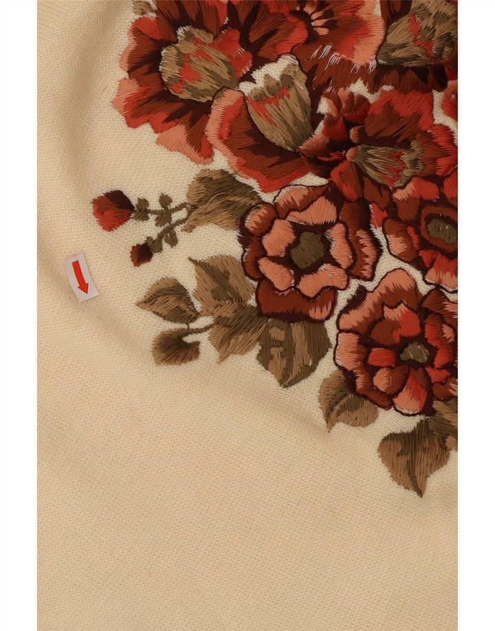 Suéter feminino PANCALDI & B com gola redonda, tamanho UK 16, grande, branco, floral