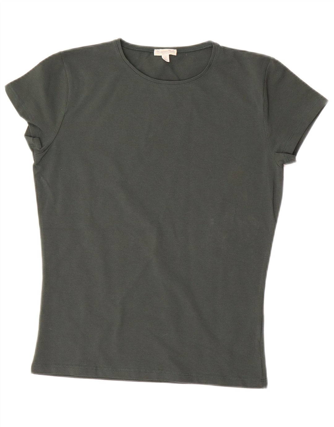 Camiseta feminina MASSIMO DUTTI UK 10 algodão verde pequeno