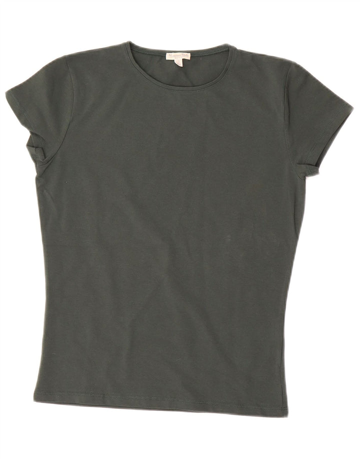 Camiseta feminina MASSIMO DUTTI UK 10 algodão verde pequeno