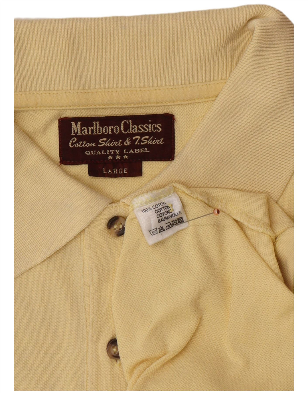 Camisa polo masculina MARLBORO CLASSICS grande algodão amarelo