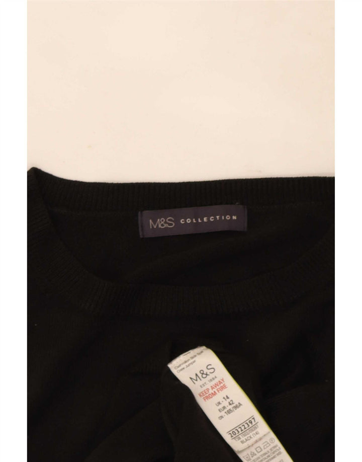 Suéter feminino Marks & Spencer com gola redonda Reino Unido 14 acrílico preto médio