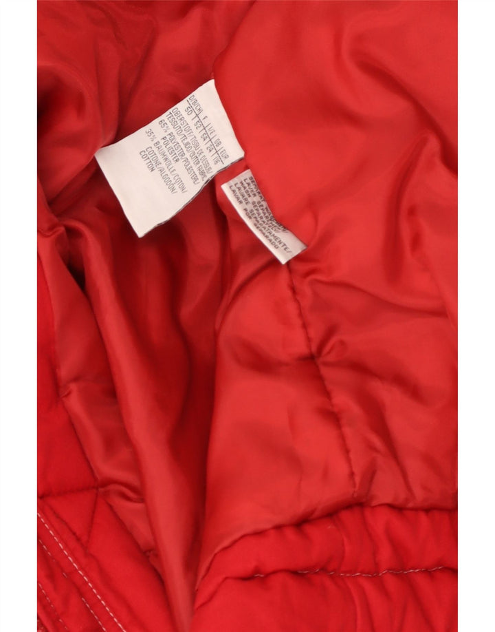 Revestimento encapuçado do Parka das mulheres do vintage Reino Unido 24 4XL poliéster vermelho Chevron