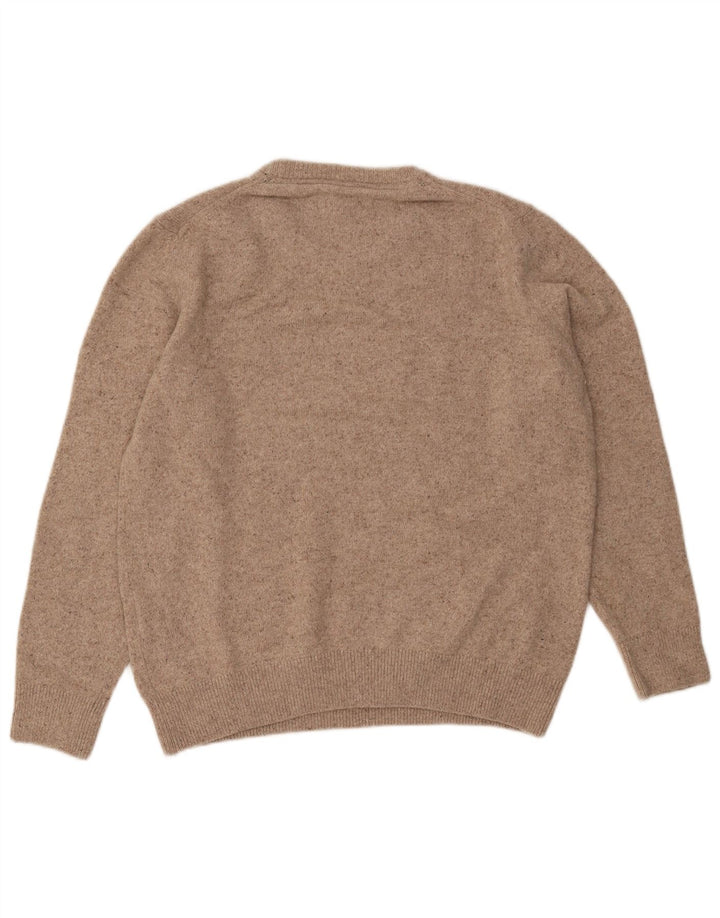 Suéter masculino Barbour com gola redonda, lã manchada bege grande