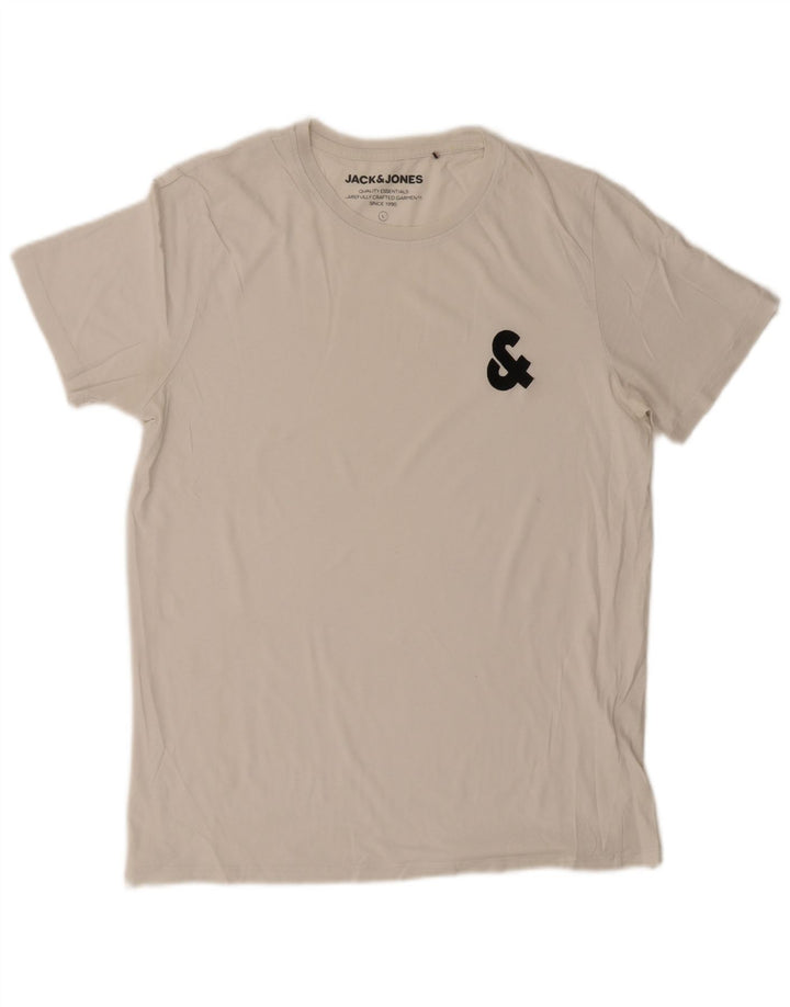 Camiseta gráfica masculina Jack & Jones grande algodão branco