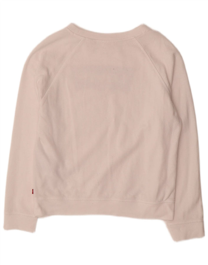 Moletom gráfico feminino Levi's Jumper UK 14 médio algodão branco