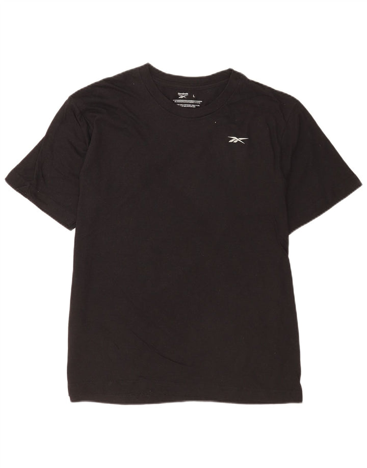 Reebok Mens T-Shirt Top Grande Algodão Preto