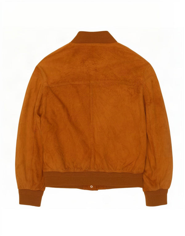 Jaqueta bomber de camurça masculina Evolution UK 44 2XL couro bege